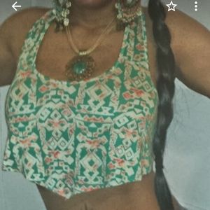 Body Central Flowy Geometric Print Crop Top